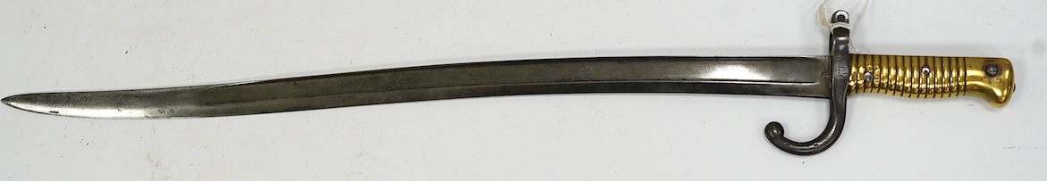 A French bayonet for a Chassepot rifle, blade dated 1869. Condition - good